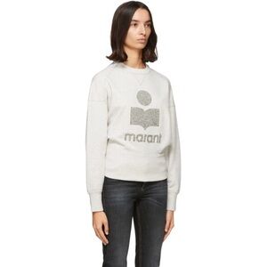 Isabel Marant Cream Logo Sweatshirt with Silver Metallic Logo
